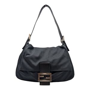 Vintage Fendi Mama Forever Baguette Neoprene FF Buckle Black Shoulder Bag